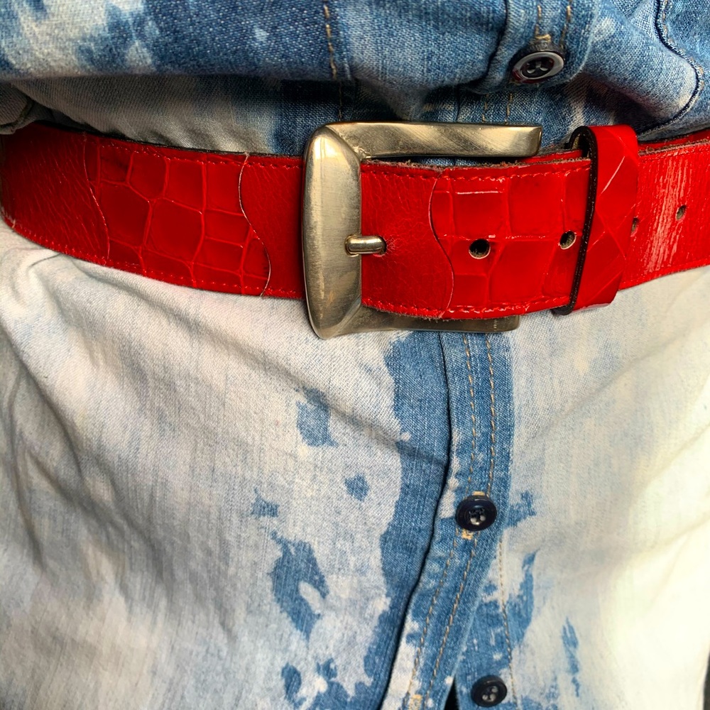 Vintage Red Leather Belt
